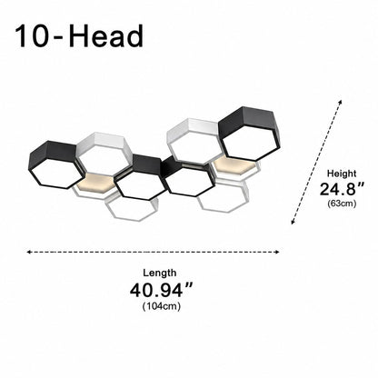 Hexagon Iron Acrylic LED Semi-Flush Ceiling Light 5 to 10 Light Dimmable