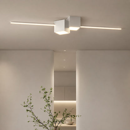 Geometric Long Strip LED Flush Mount Ceiling Light 32W Dimmable White Black