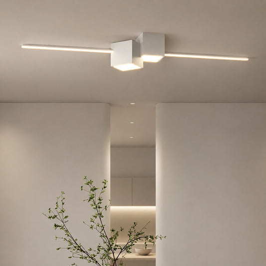 Geometric Long Strip LED Flush Mount Ceiling Light 32W Dimmable White Black