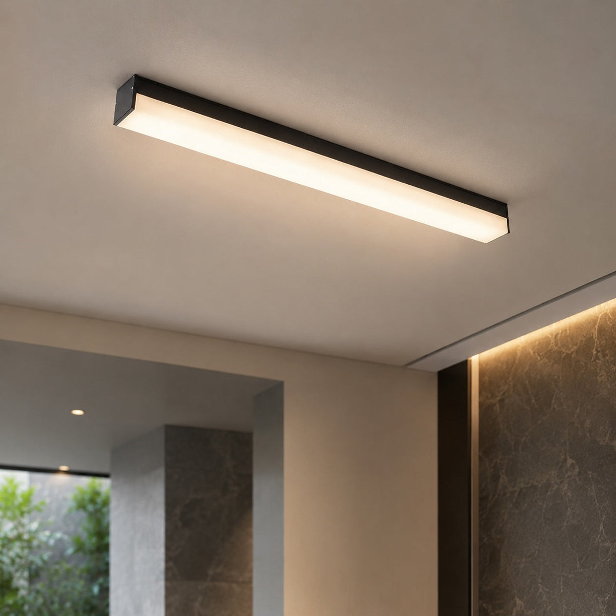 Minimalist LED Strip Flush Mount Ceiling Light Aluminium Dimmable 12-80W
