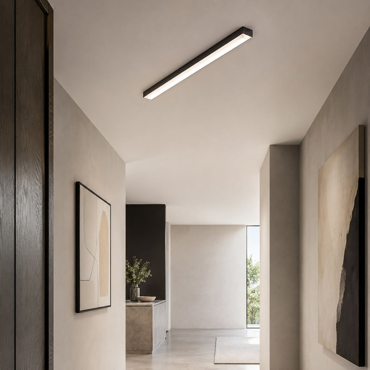 Minimalist LED Strip Flush Mount Ceiling Light Aluminium Dimmable 12-80W