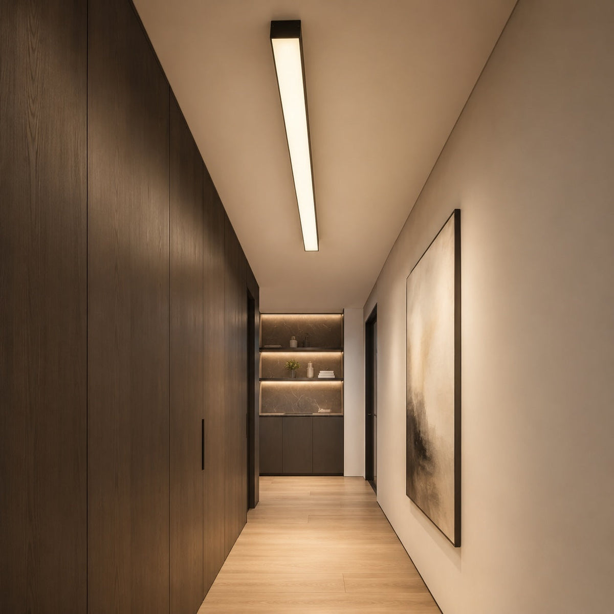 Minimalist LED Strip Flush Mount Ceiling Light Aluminium Dimmable 12-80W