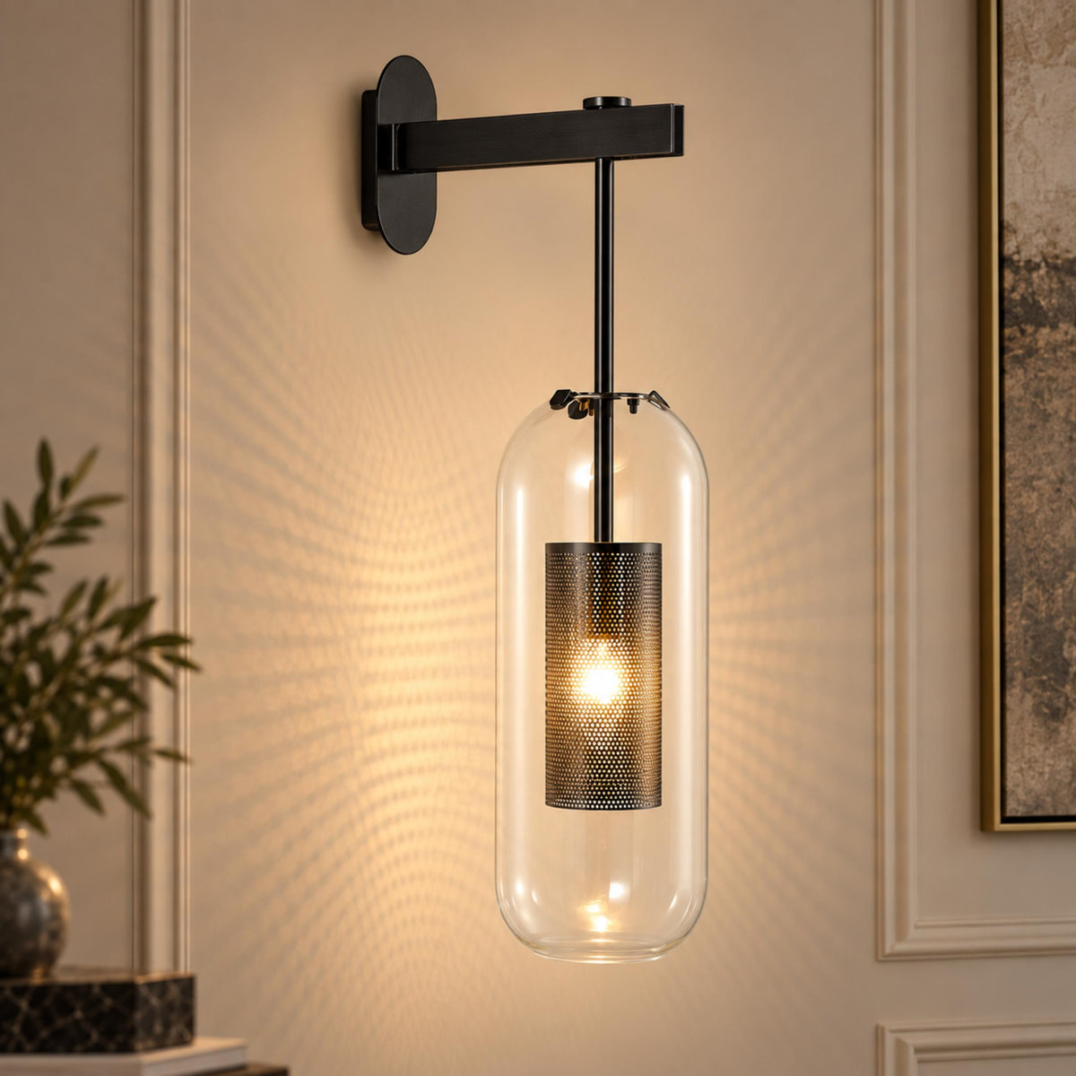 Glass Globe Wall Sconce Adjustable Wall Mounted LED