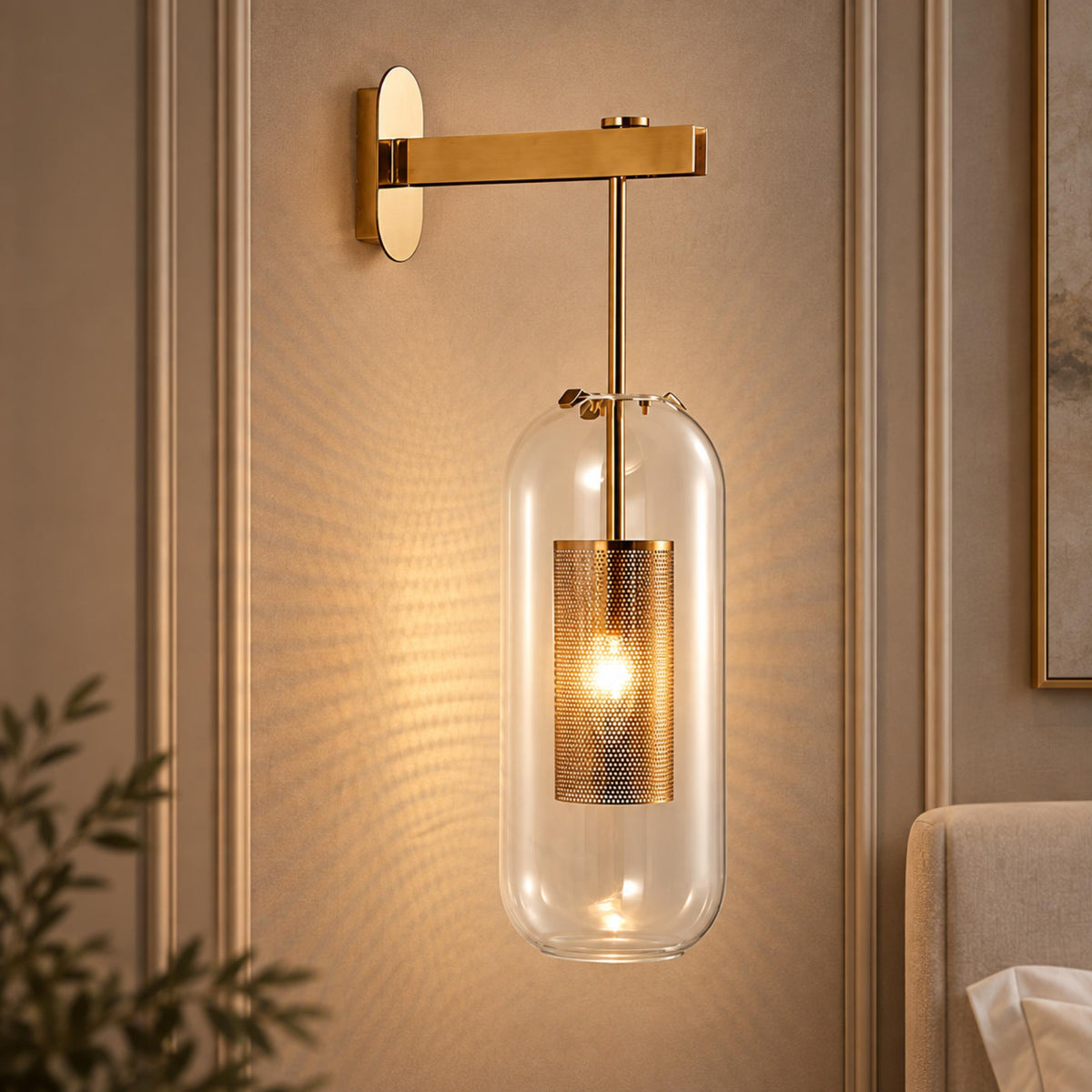 Glass Globe Wall Sconce Adjustable Wall Mounted LED