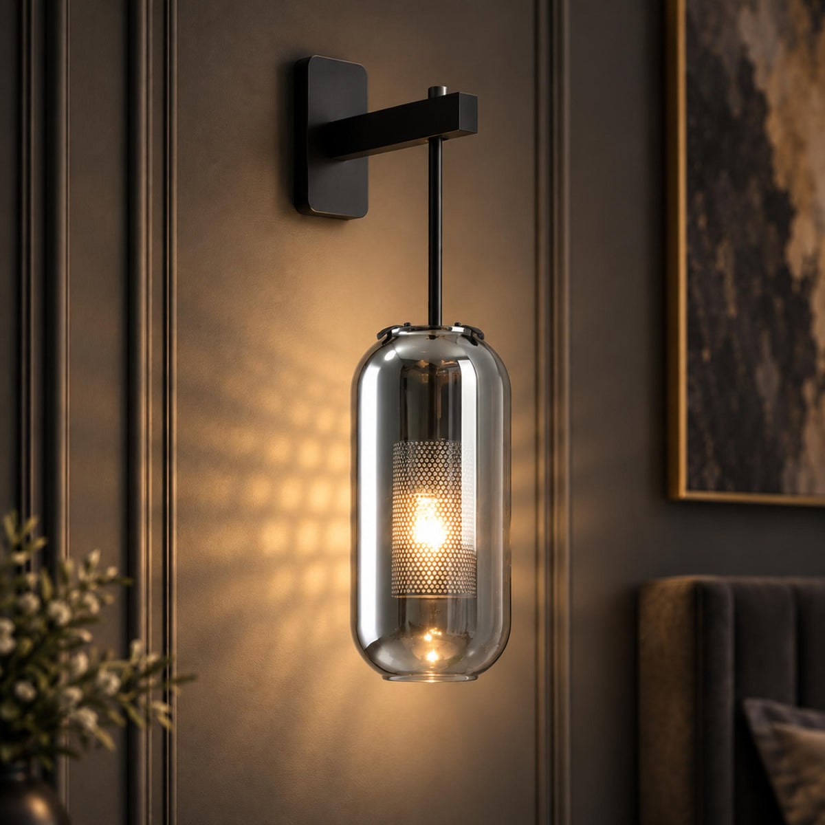 Glass Globe Wall Sconce Adjustable Wall Mounted LED