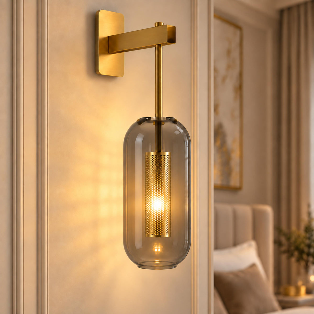 Glass Globe Wall Sconce Adjustable Wall Mounted LED
