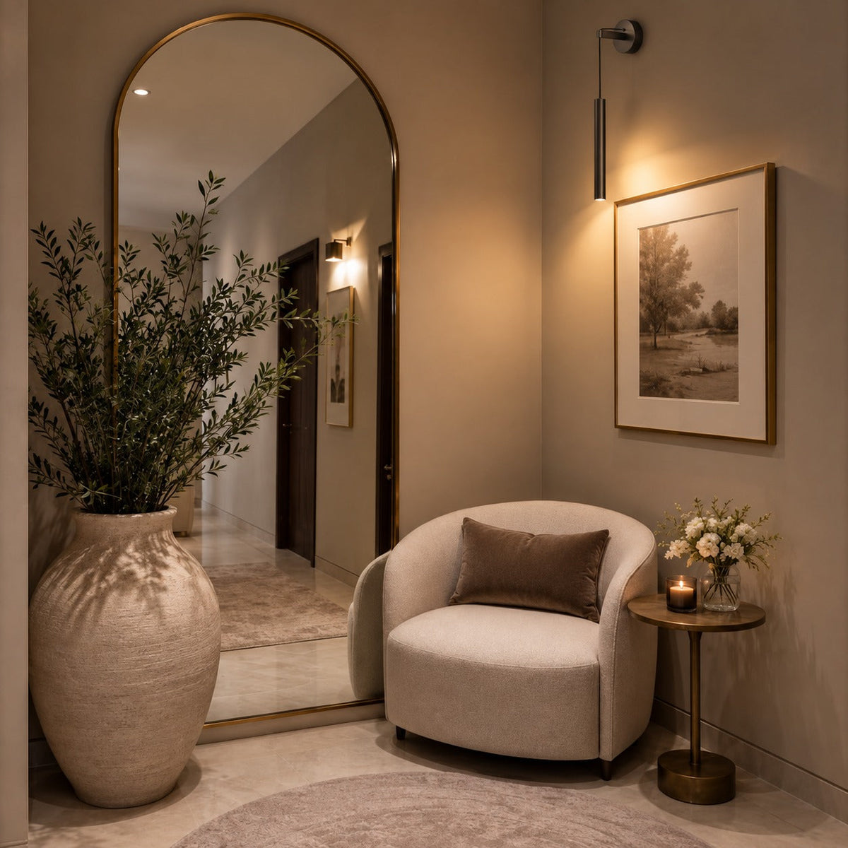 Suspended Brass Wall Sconce Adjustable Dimmable LED