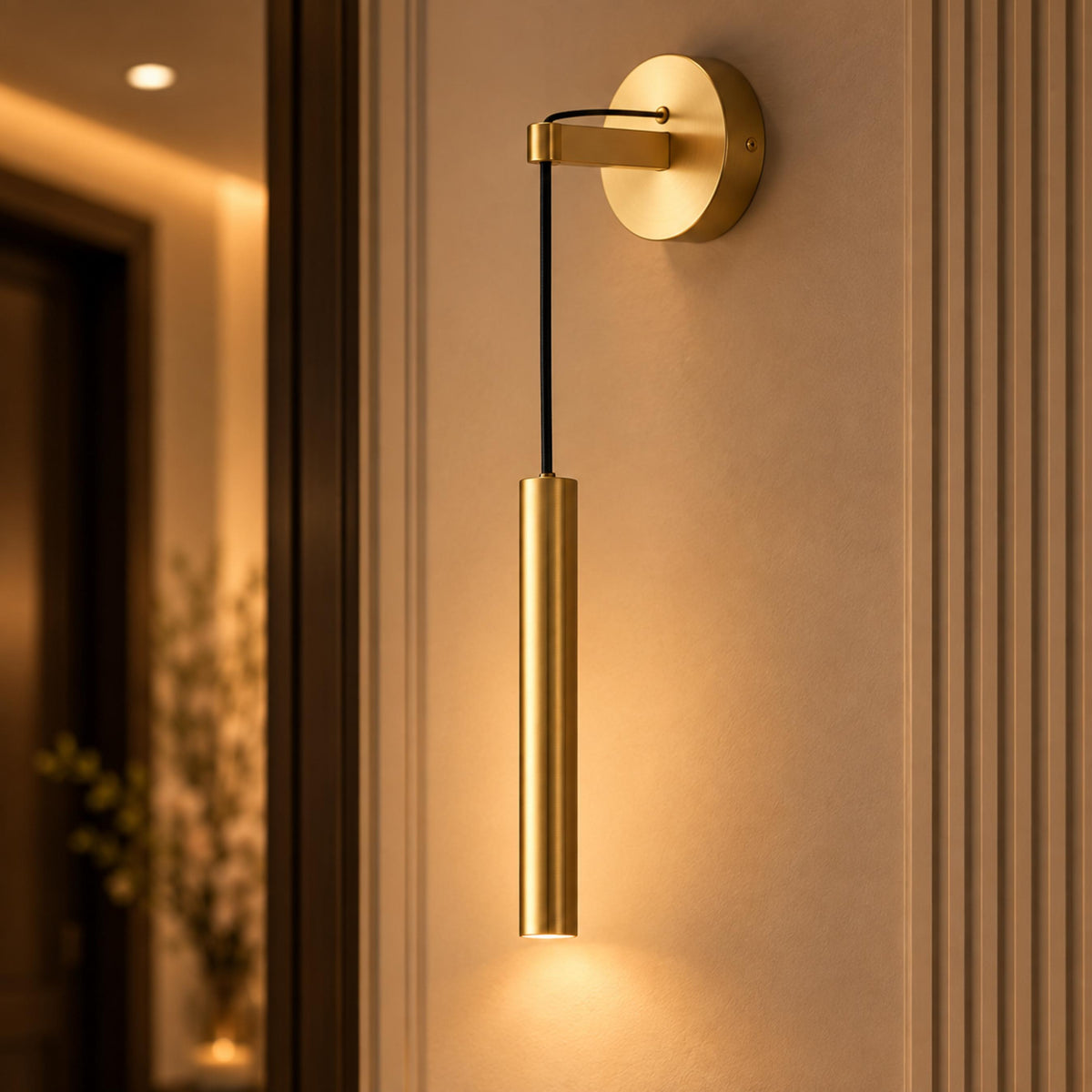 Suspended Brass Wall Sconce Adjustable Dimmable LED