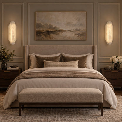 Layered Alabaster Wall Sconce Flush Mount LED Light