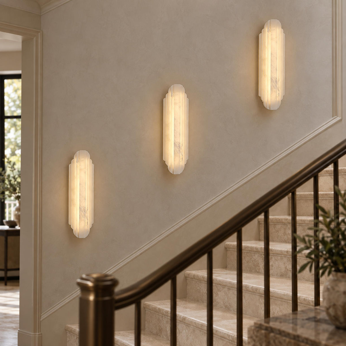 Layered Alabaster Wall Sconce Flush Mount LED Light