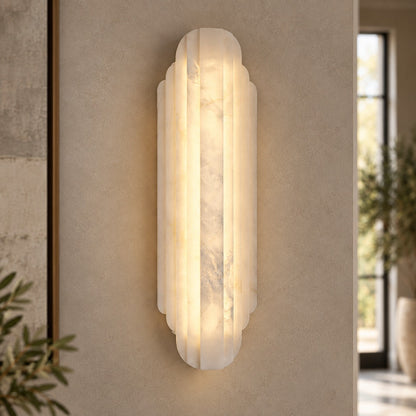 Layered Alabaster Wall Sconce Flush Mount LED Light