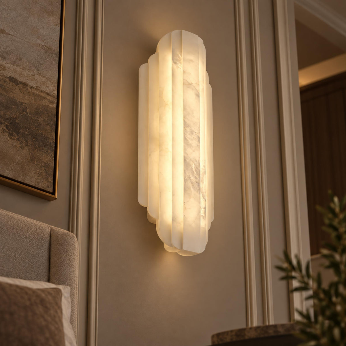 Layered Alabaster Wall Sconce Flush Mount LED Light