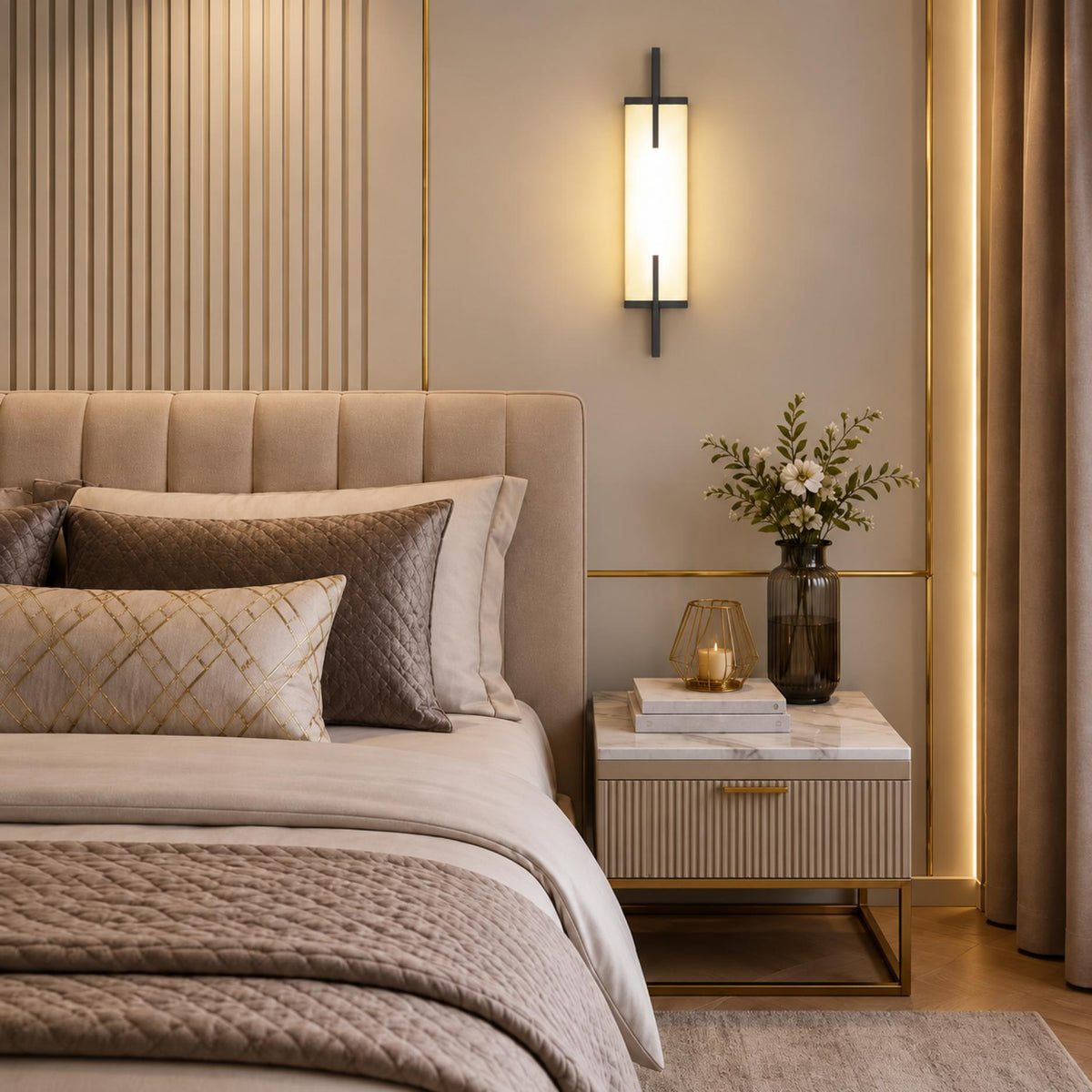 Alabaster Panel Wall Sconce Copper LED Adjustable Light
