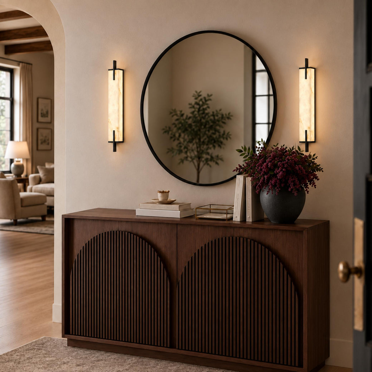 Alabaster Panel Wall Sconce Copper LED Adjustable Light