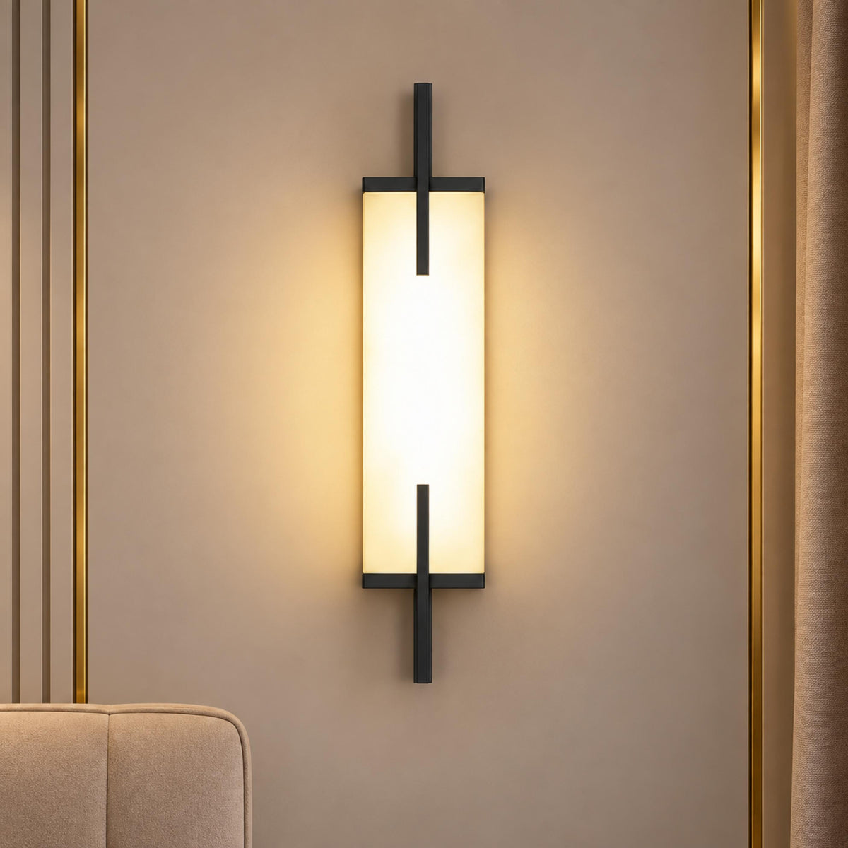 Alabaster Panel Wall Sconce Copper LED Adjustable Light