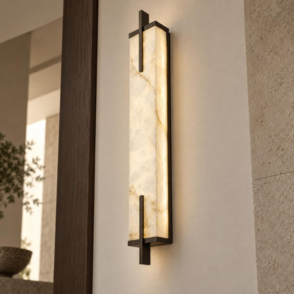 Alabaster Panel Wall Sconce Copper LED Adjustable Light