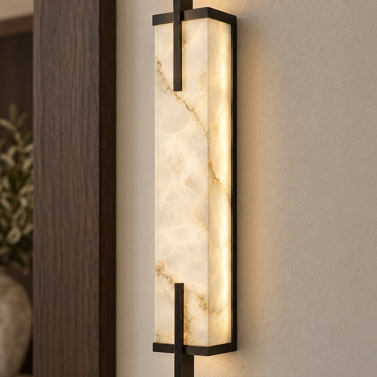 Alabaster Panel Wall Sconce Copper LED Adjustable Light
