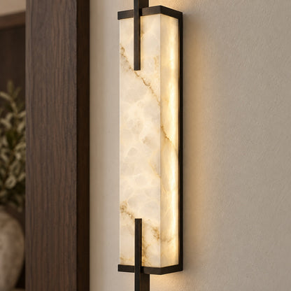 Alabaster Panel Wall Sconce Copper LED Adjustable Light