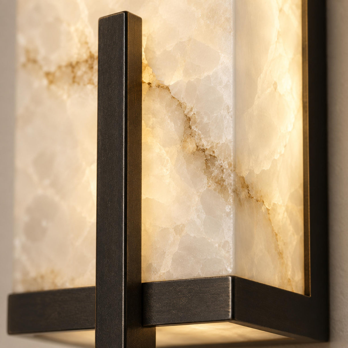 Alabaster Panel Wall Sconce Copper LED Adjustable Light