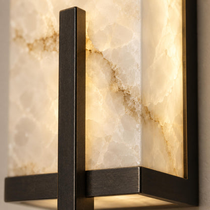 Alabaster Panel Wall Sconce Copper LED Adjustable Light