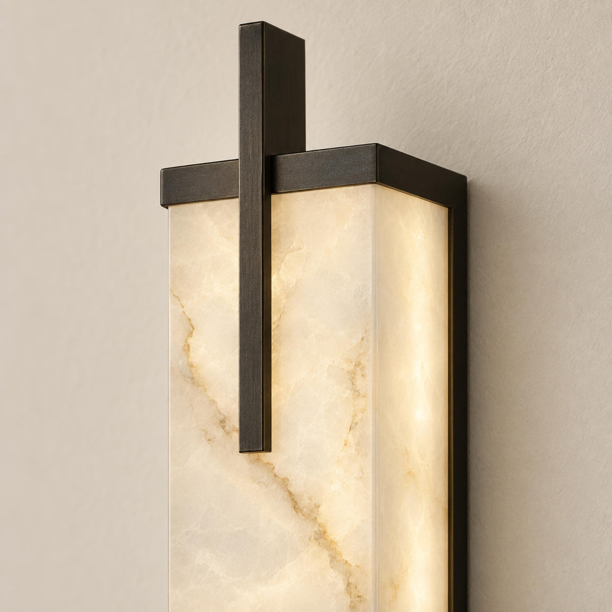 Alabaster Panel Wall Sconce Copper LED Adjustable Light
