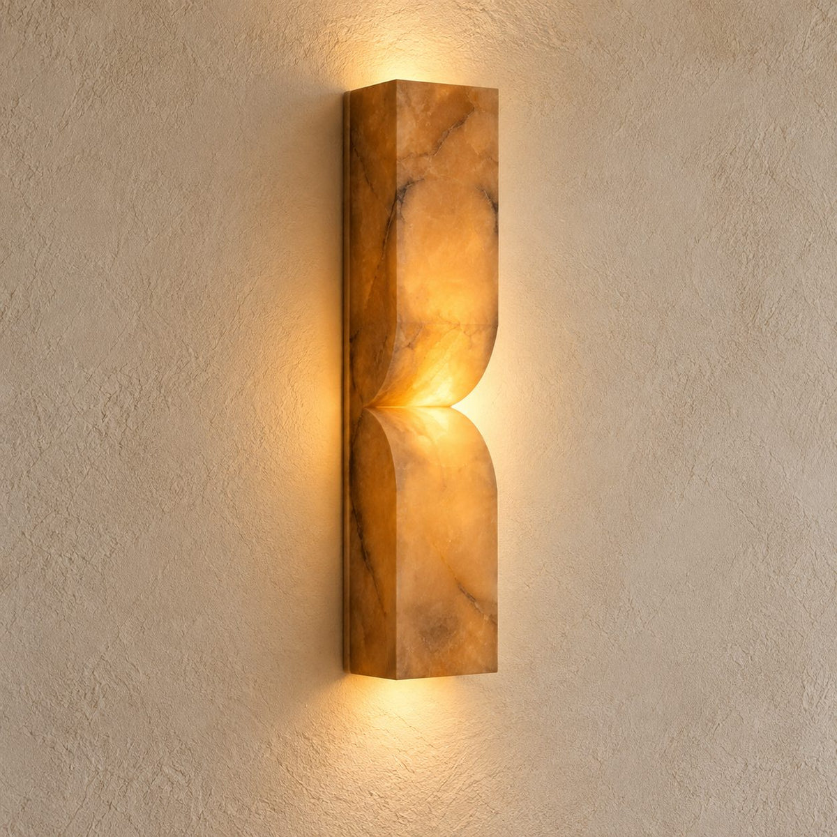 Pinched Alabaster Wall Light Flush Mount LED Sconce