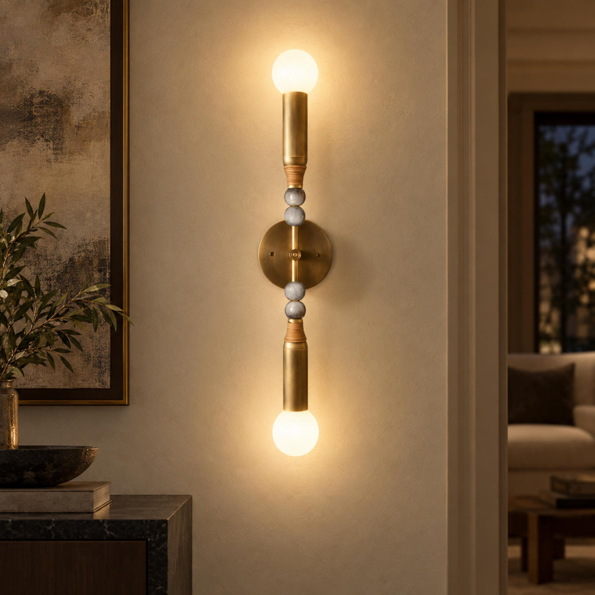 Persepolis Marble Wall Sconce Antique Brass LED Adjustable