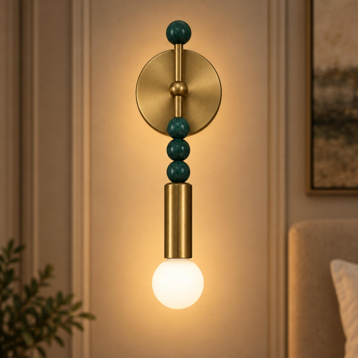 Persepolis Marble Wall Sconce Antique Brass LED Adjustable