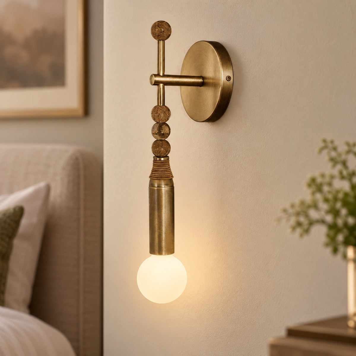 Persepolis Marble Wall Sconce Antique Brass LED Adjustable
