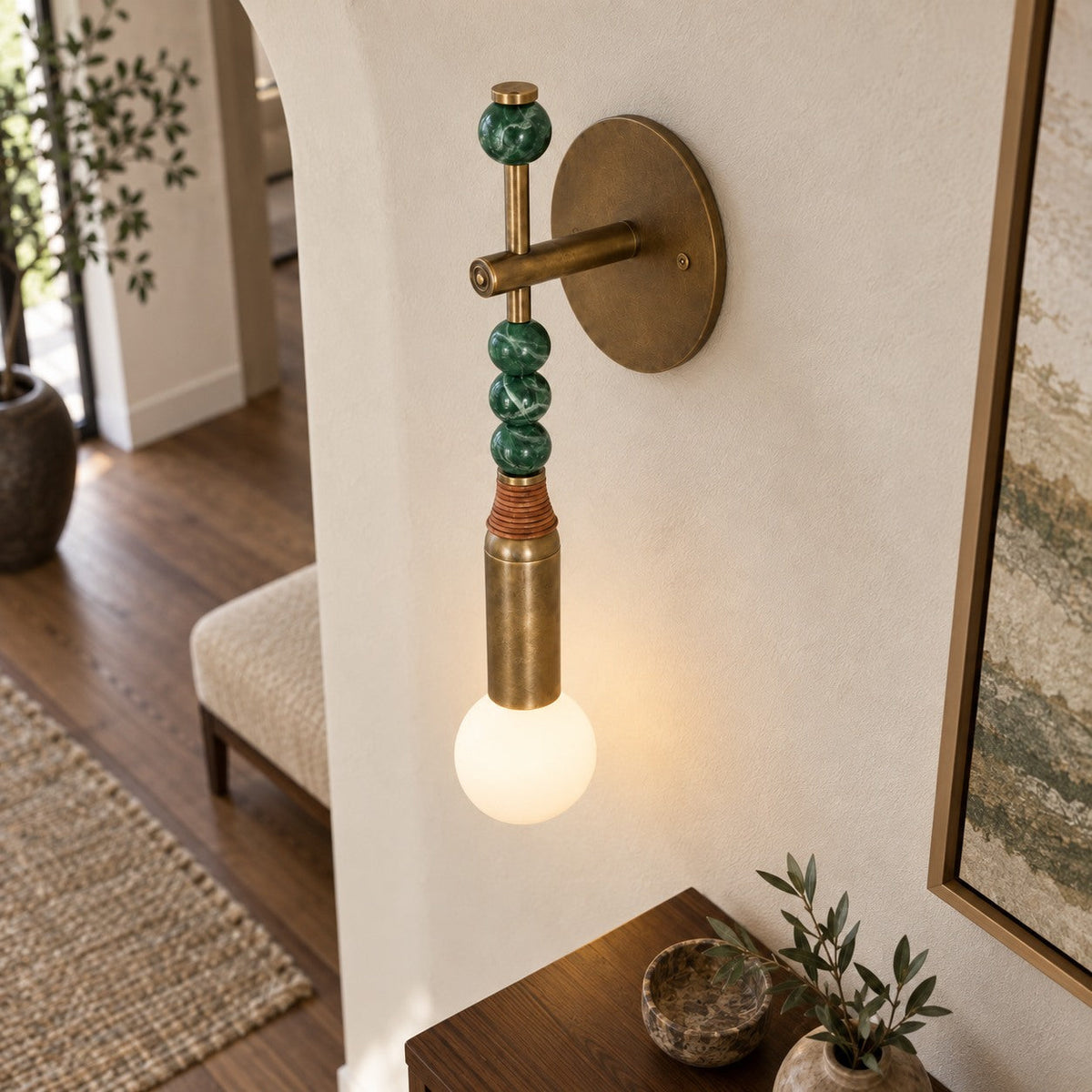 Persepolis Marble Wall Sconce Antique Brass LED Adjustable
