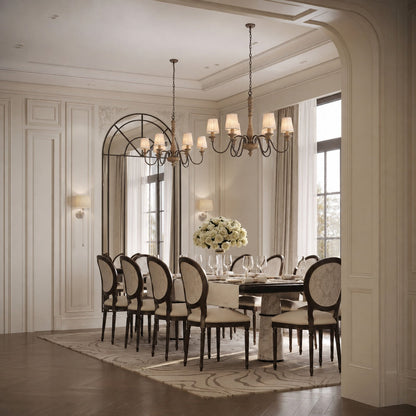 Adjustable Glass Shade Chandelier 6-Light LED Metal