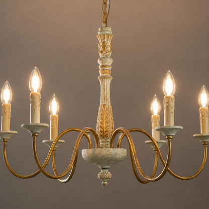 Adjustable Glass Shade Chandelier 6-Light LED Metal