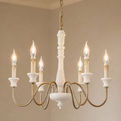 Adjustable Glass Shade Chandelier 6-Light LED Metal