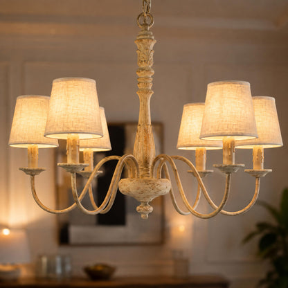 Adjustable Glass Shade Chandelier 6-Light LED Metal