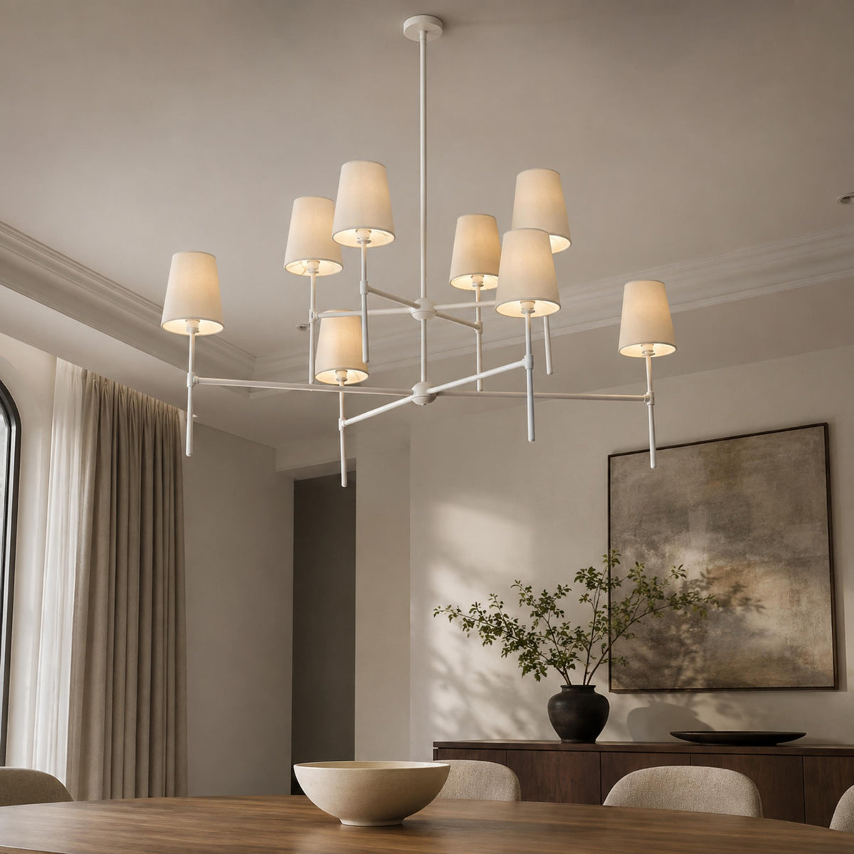 Round Metal Chandelier Adjustable LED 4-8 Head