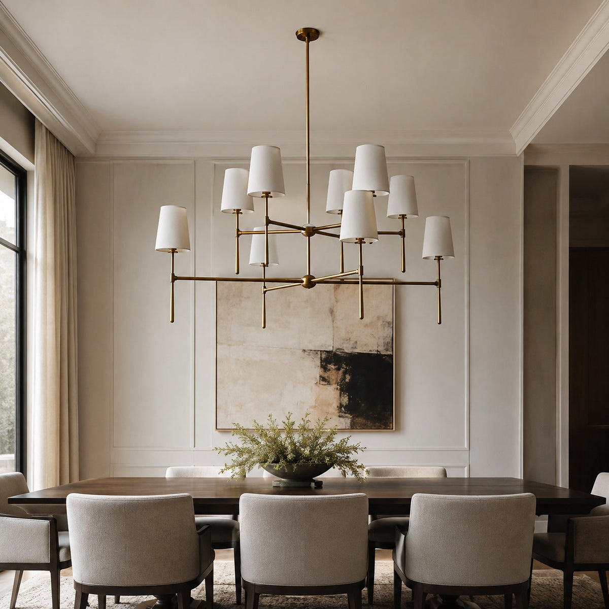 Round Metal Chandelier Adjustable LED 4-8 Head
