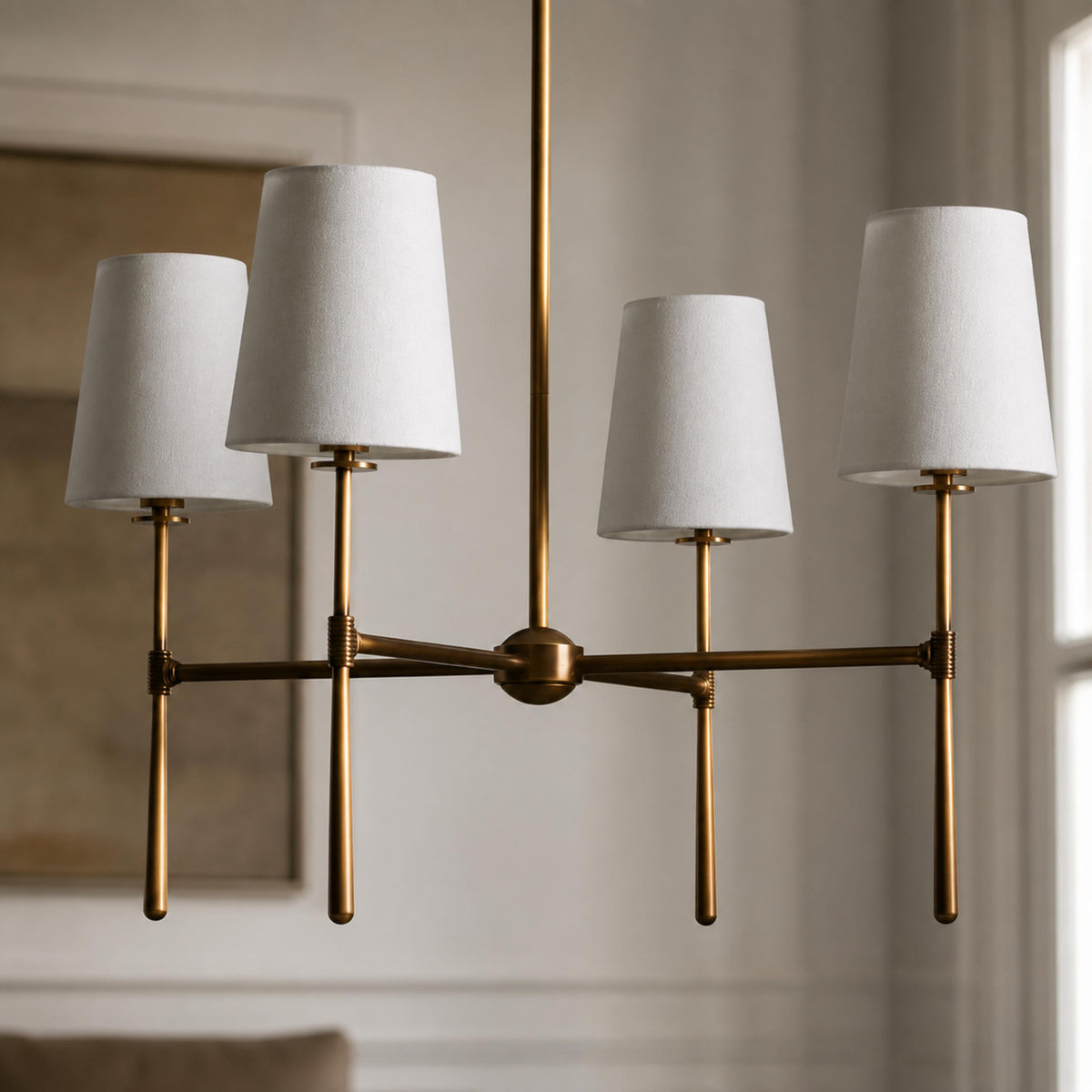 Round Metal Chandelier Adjustable LED 4-8 Head