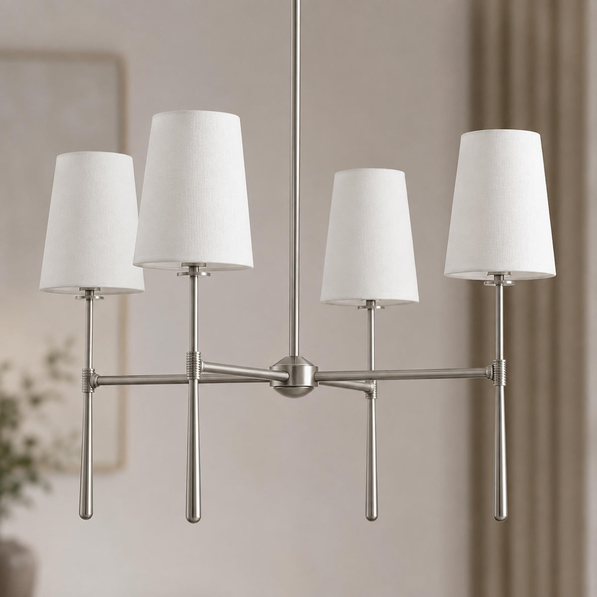 Round Metal Chandelier Adjustable LED 4-8 Head