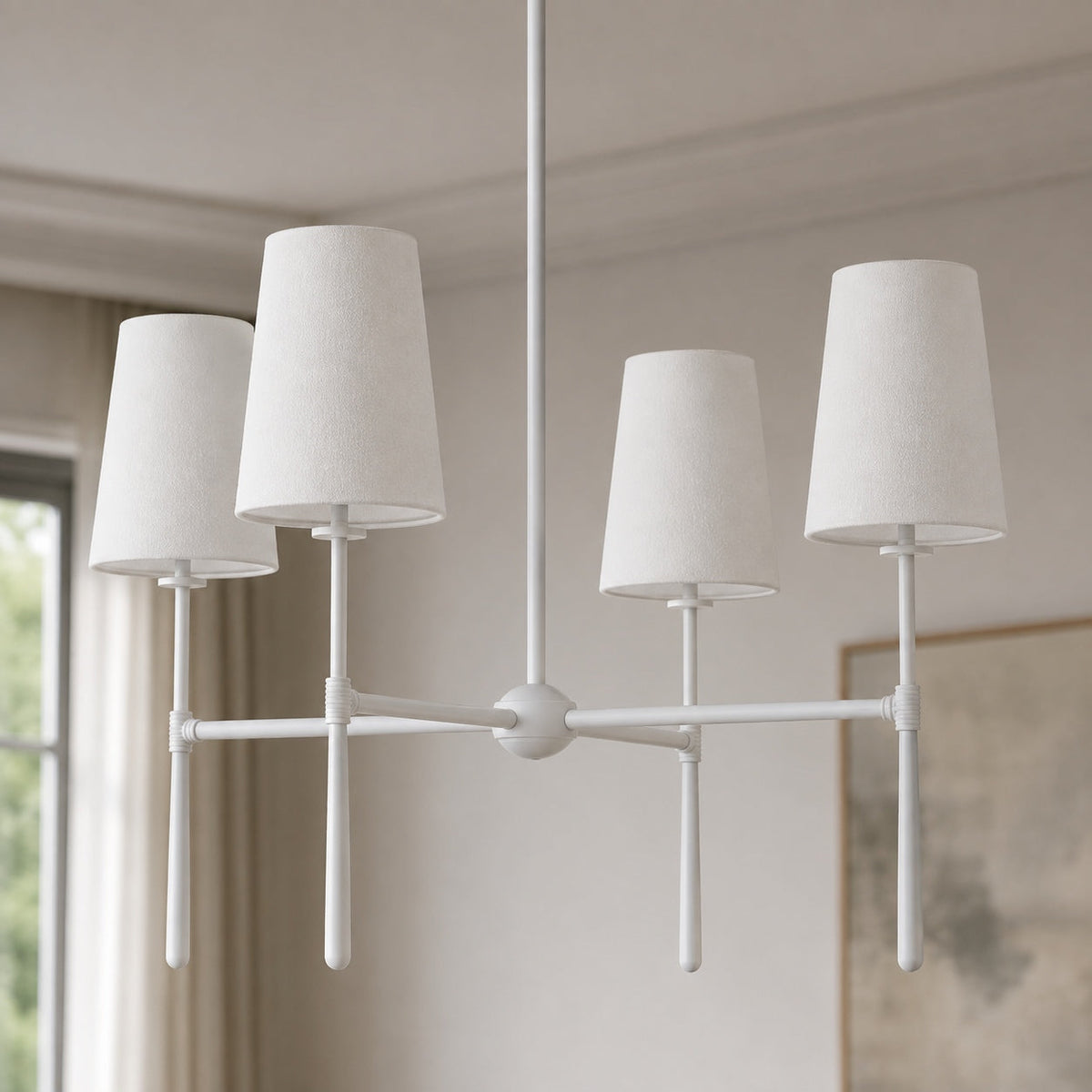 Round Metal Chandelier Adjustable LED 4-8 Head