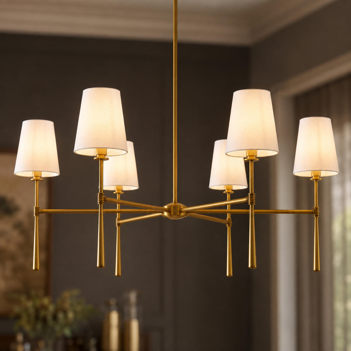 Round Metal Chandelier Adjustable LED 4-8 Head