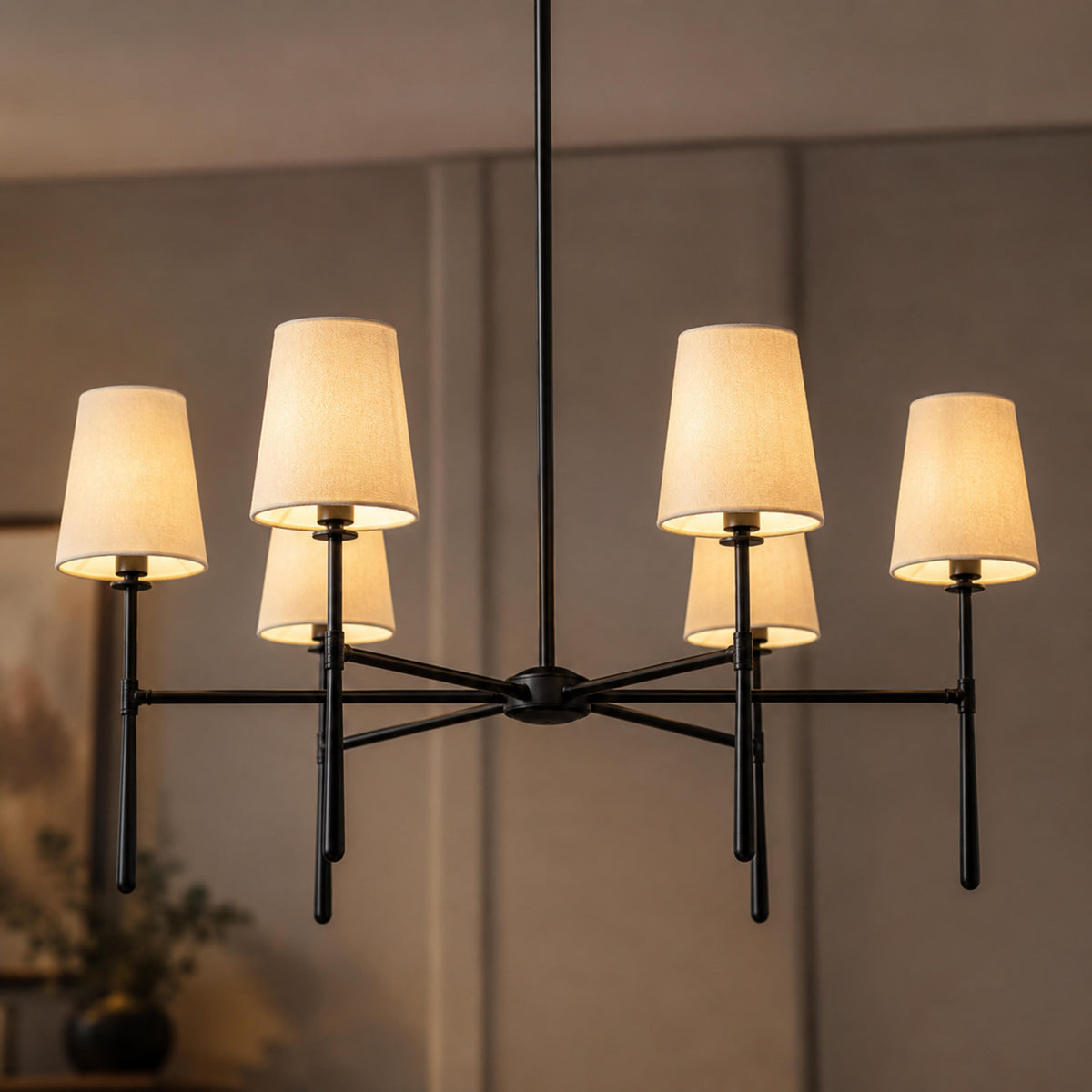 Round Metal Chandelier Adjustable LED 4-8 Head
