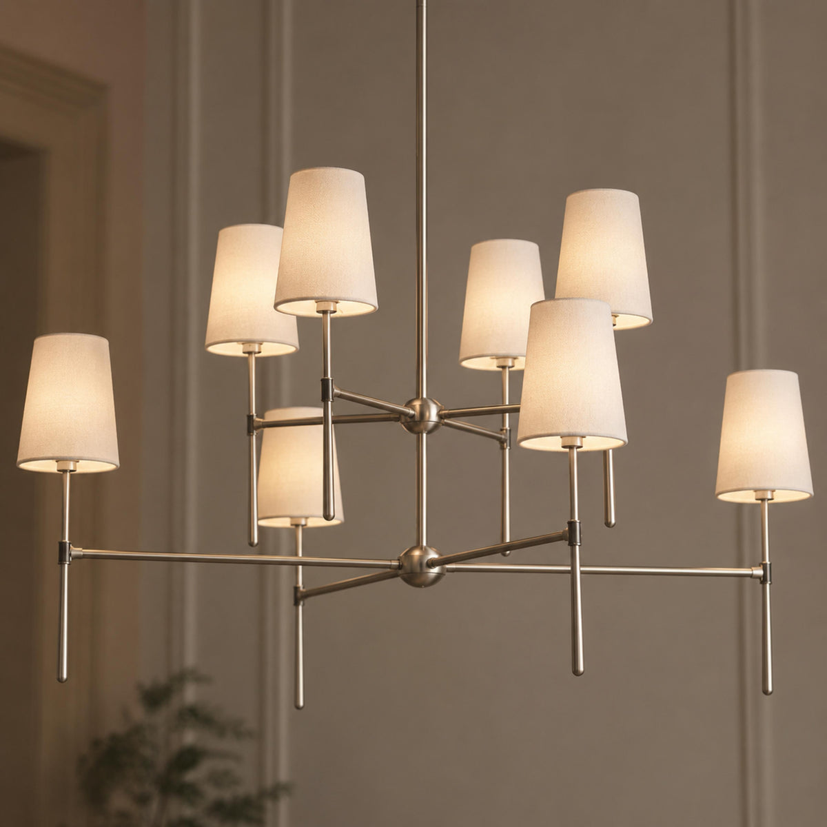 Round Metal Chandelier Adjustable LED 4-8 Head