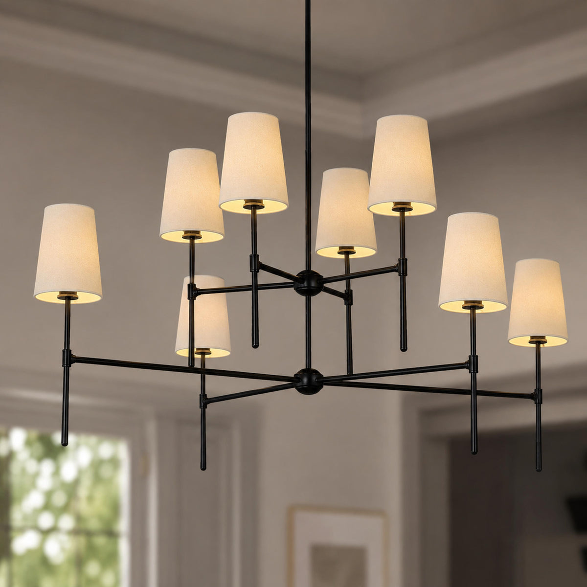 Round Metal Chandelier Adjustable LED 4-8 Head