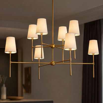 Round Metal Chandelier Adjustable LED 4-8 Head