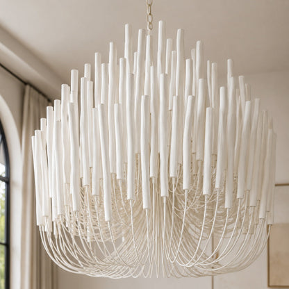 Metal & Wood Dowel Chandelier 6-18 Head LED