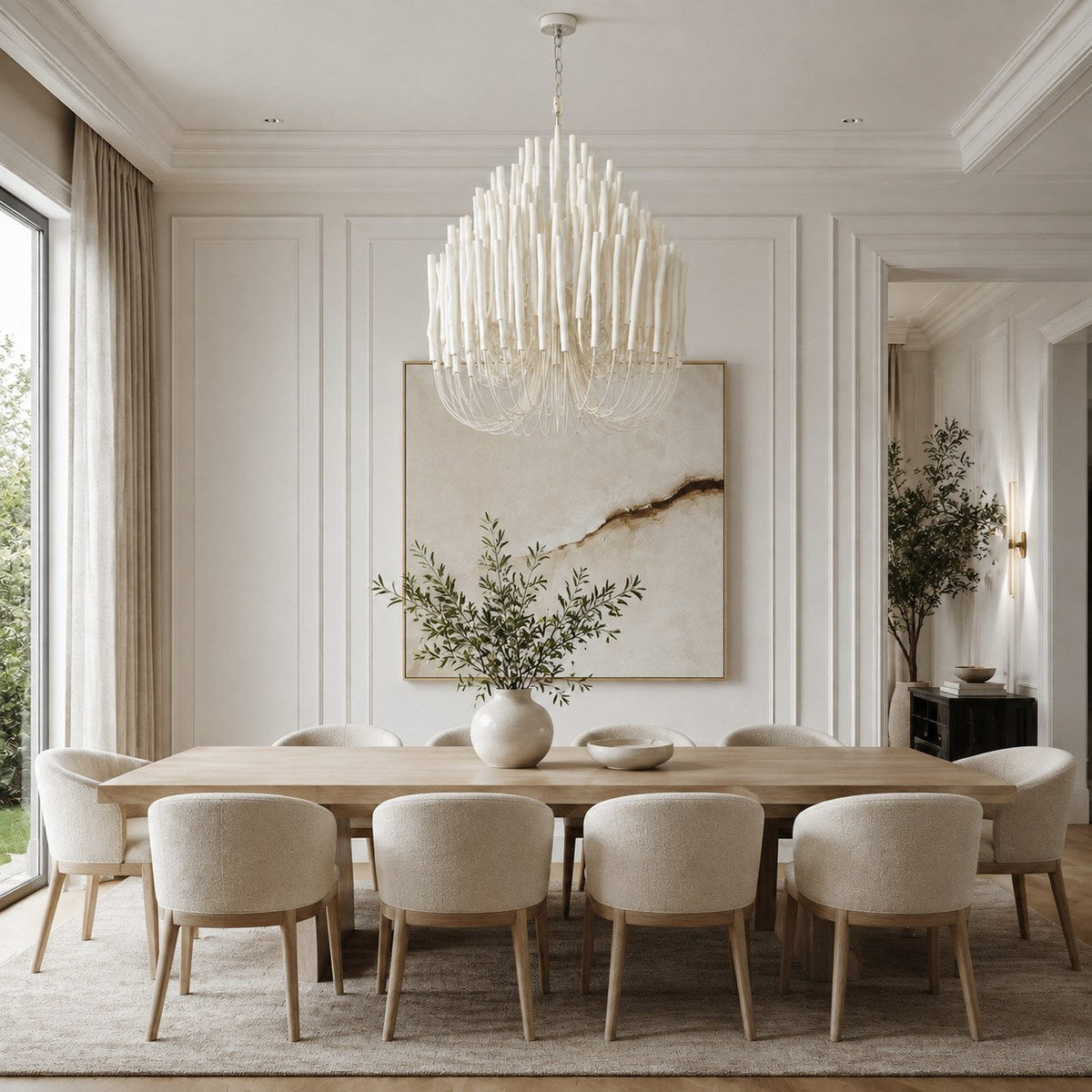 Metal & Wood Dowel Chandelier 6-18 Head LED