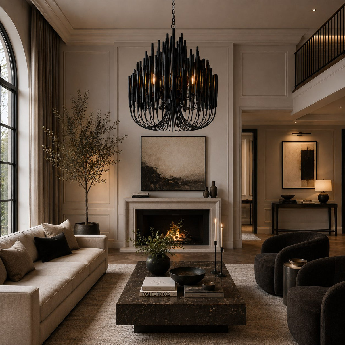 Metal & Wood Dowel Chandelier 6-18 Head LED