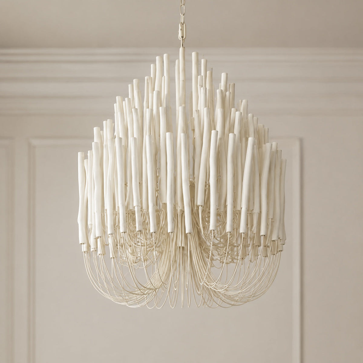 Metal & Wood Dowel Chandelier 6-18 Head LED