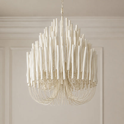Metal & Wood Dowel Chandelier 6-18 Head LED