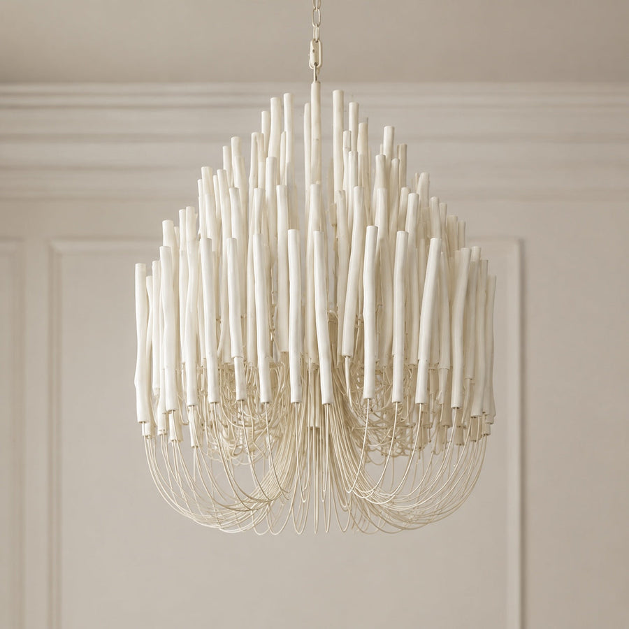 Metal & Wood Dowel Chandelier 6-18 Head LED